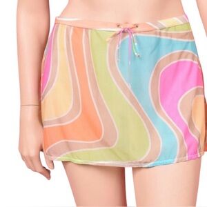 La blanca Y2K Colorful Swirl Mini Skirt/ cover up size L